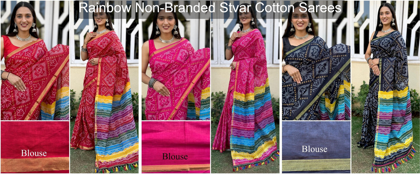 Rainbow Non-Branded Stvar Cotton Sarees