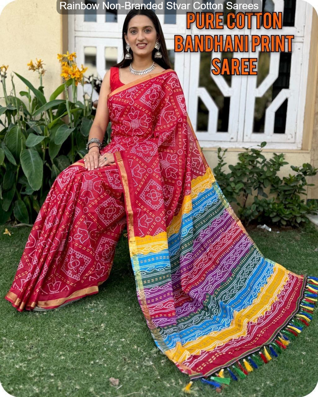 Rainbow Non-Branded Stvar Cotton Sarees