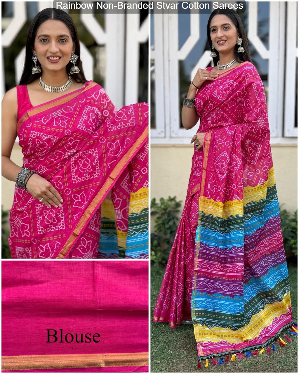Rainbow Non-Branded Stvar Cotton Sarees