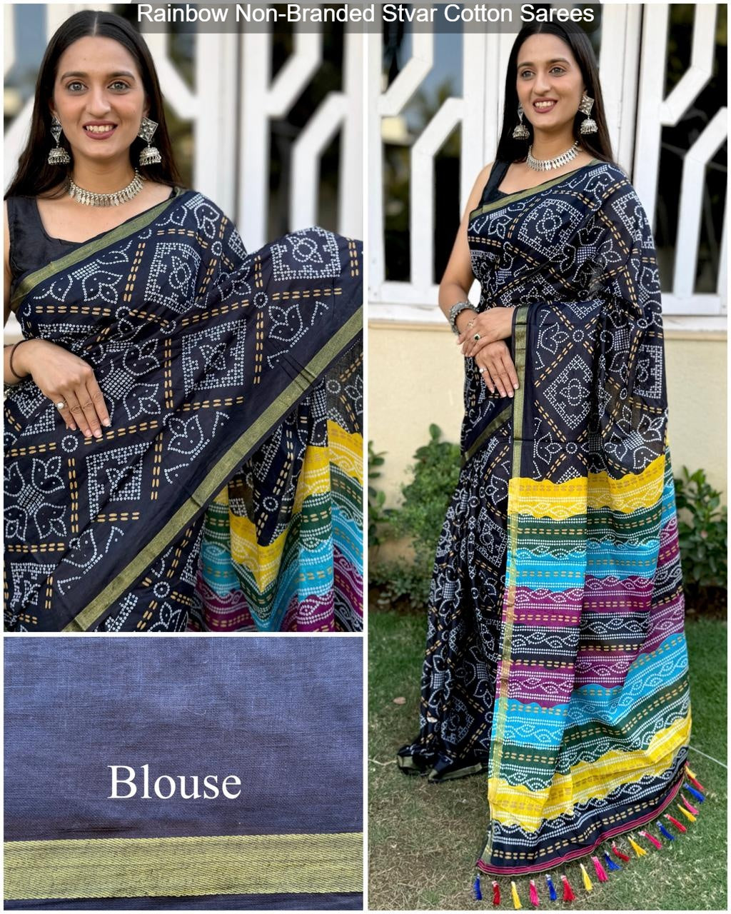 Rainbow Non-Branded Stvar Cotton Sarees