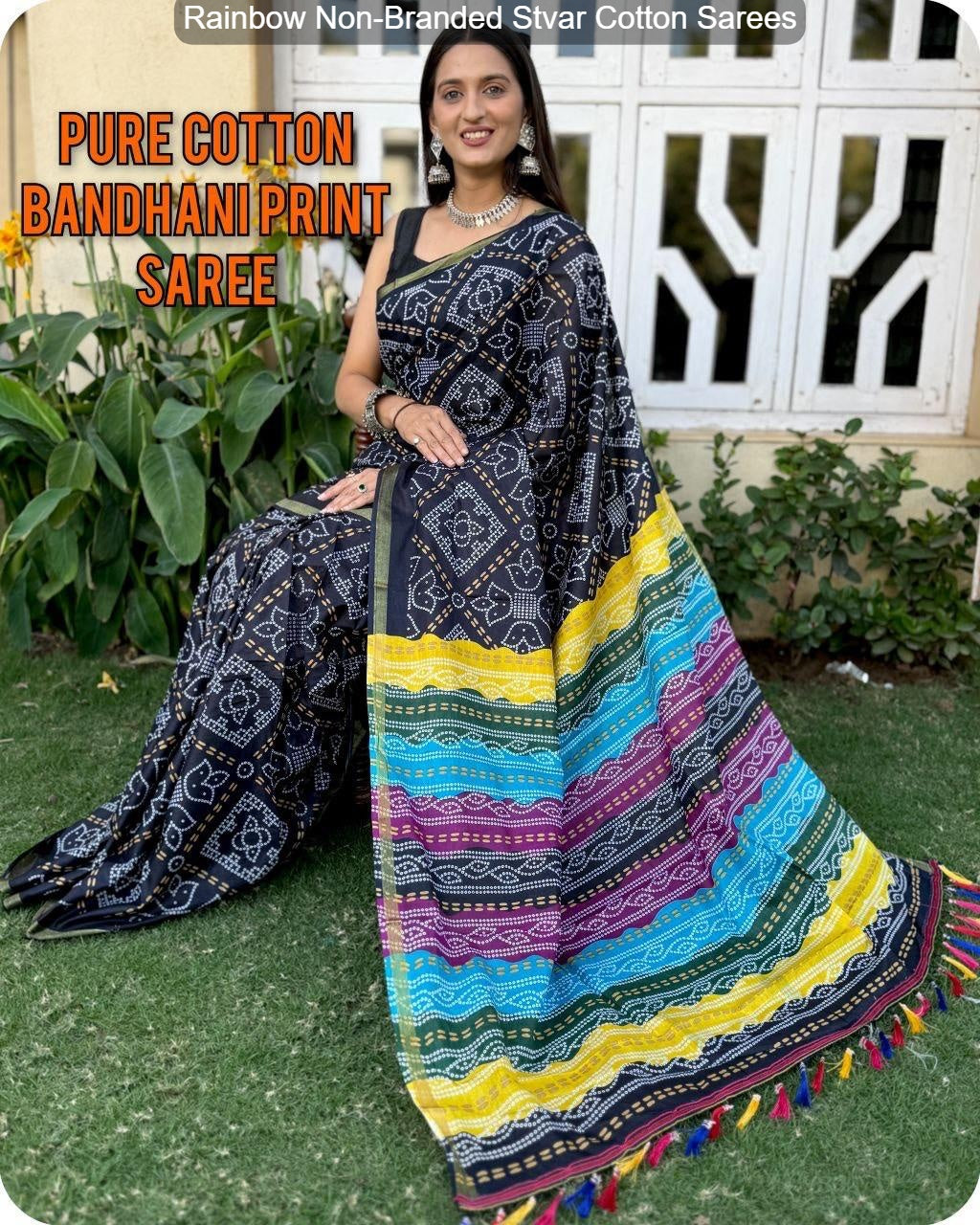 Rainbow Non-Branded Stvar Cotton Sarees
