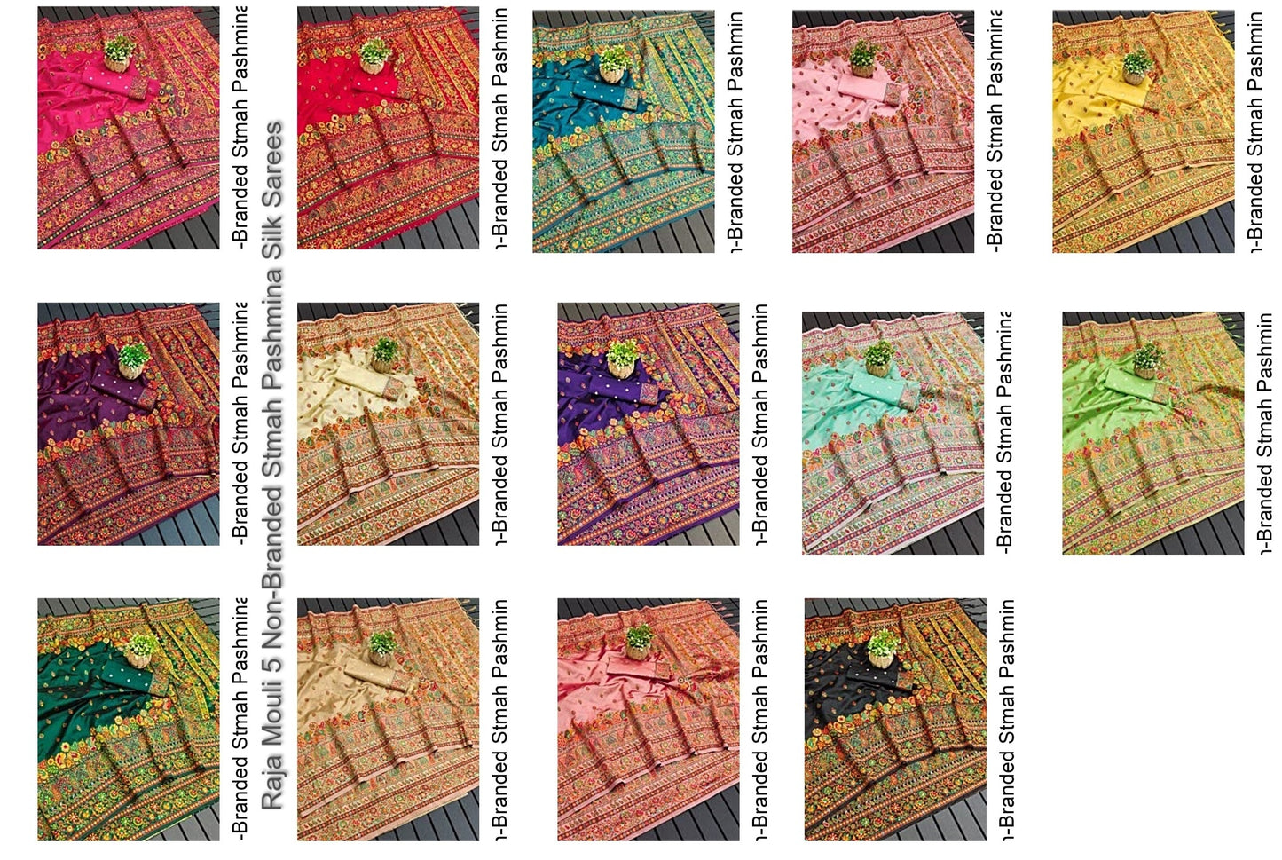 Raja Mouli 5 Non-Branded Stmah Pashmina Silk Sarees