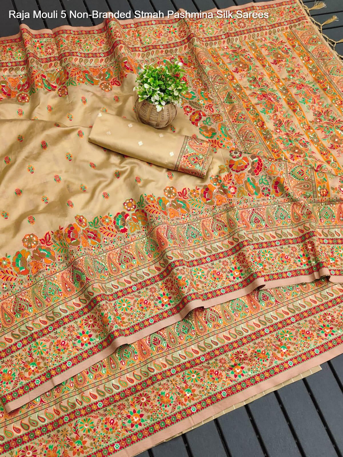 Raja Mouli 5 Non-Branded Stmah Pashmina Silk Sarees
