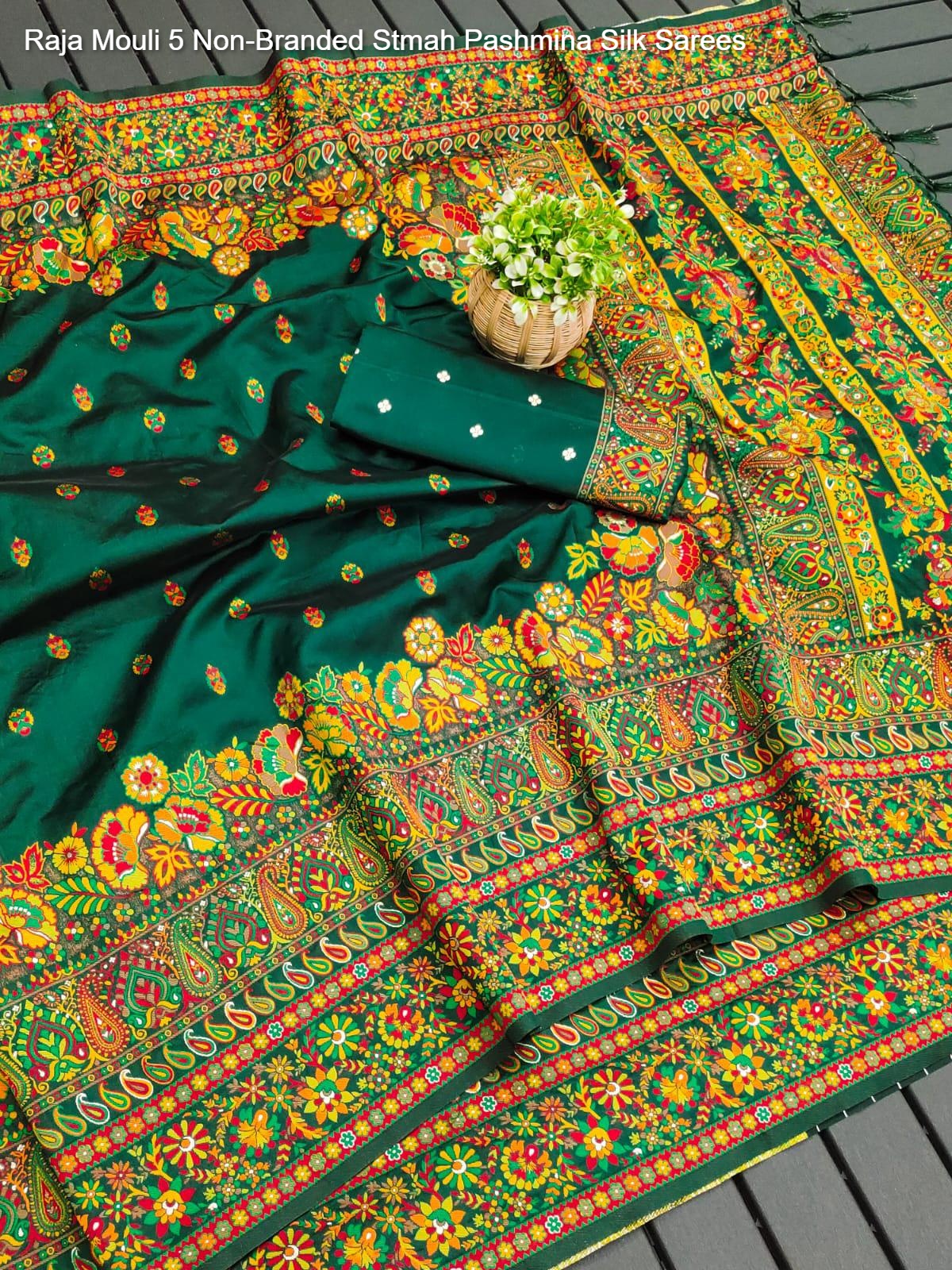 Raja Mouli 5 Non-Branded Stmah Pashmina Silk Sarees