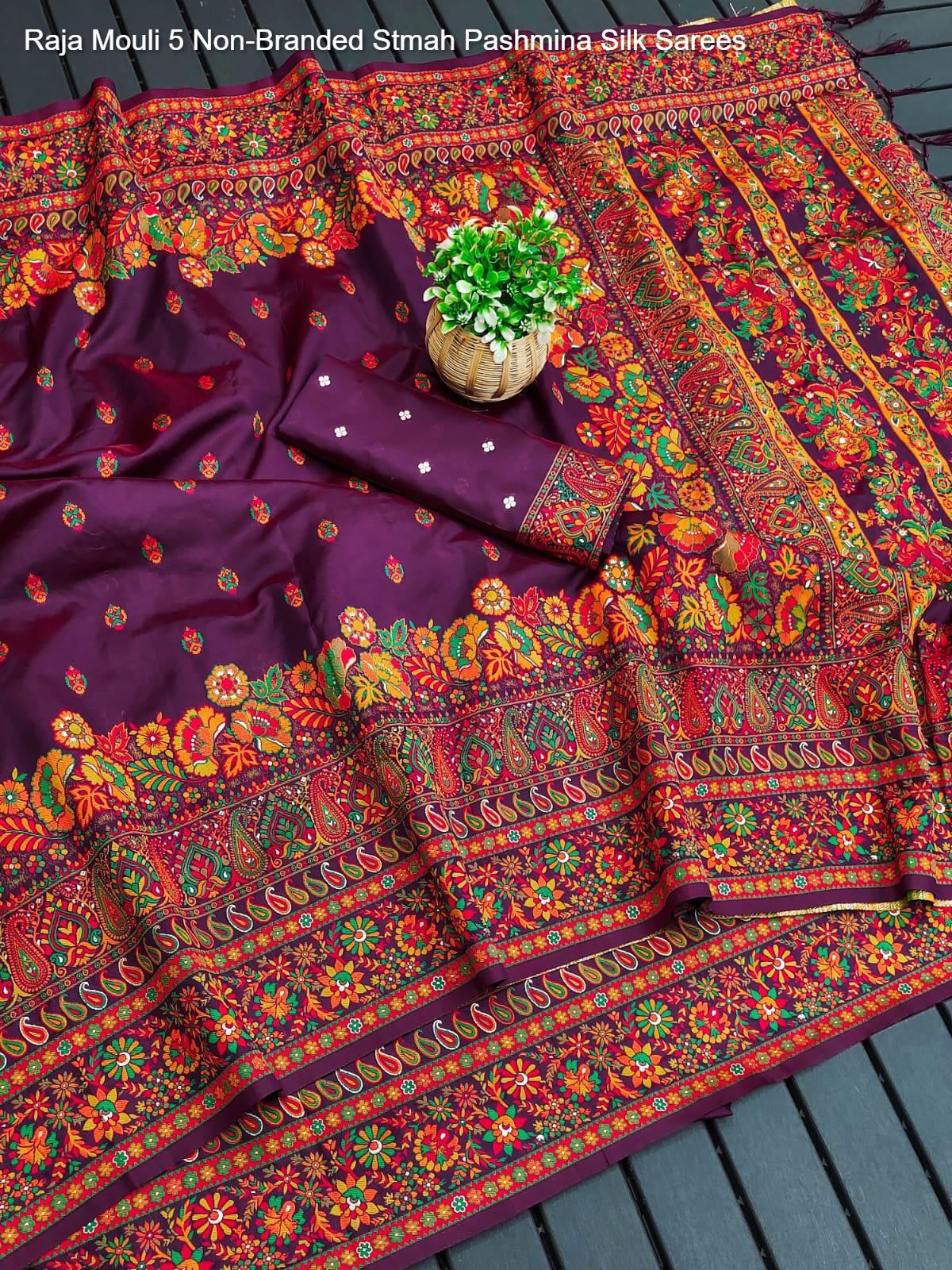 Raja Mouli 5 Non-Branded Stmah Pashmina Silk Sarees