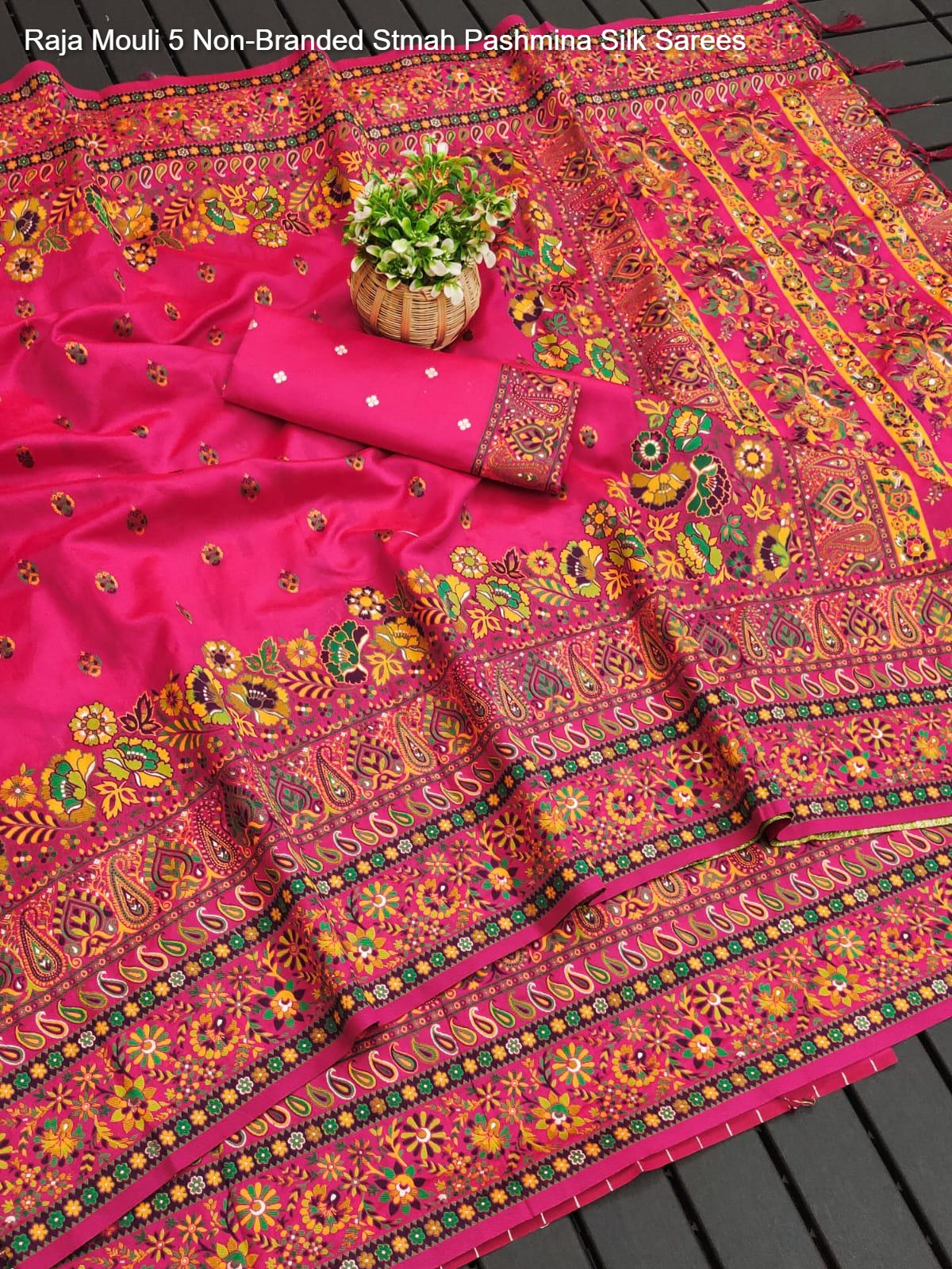 Raja Mouli 5 Non-Branded Stmah Pashmina Silk Sarees