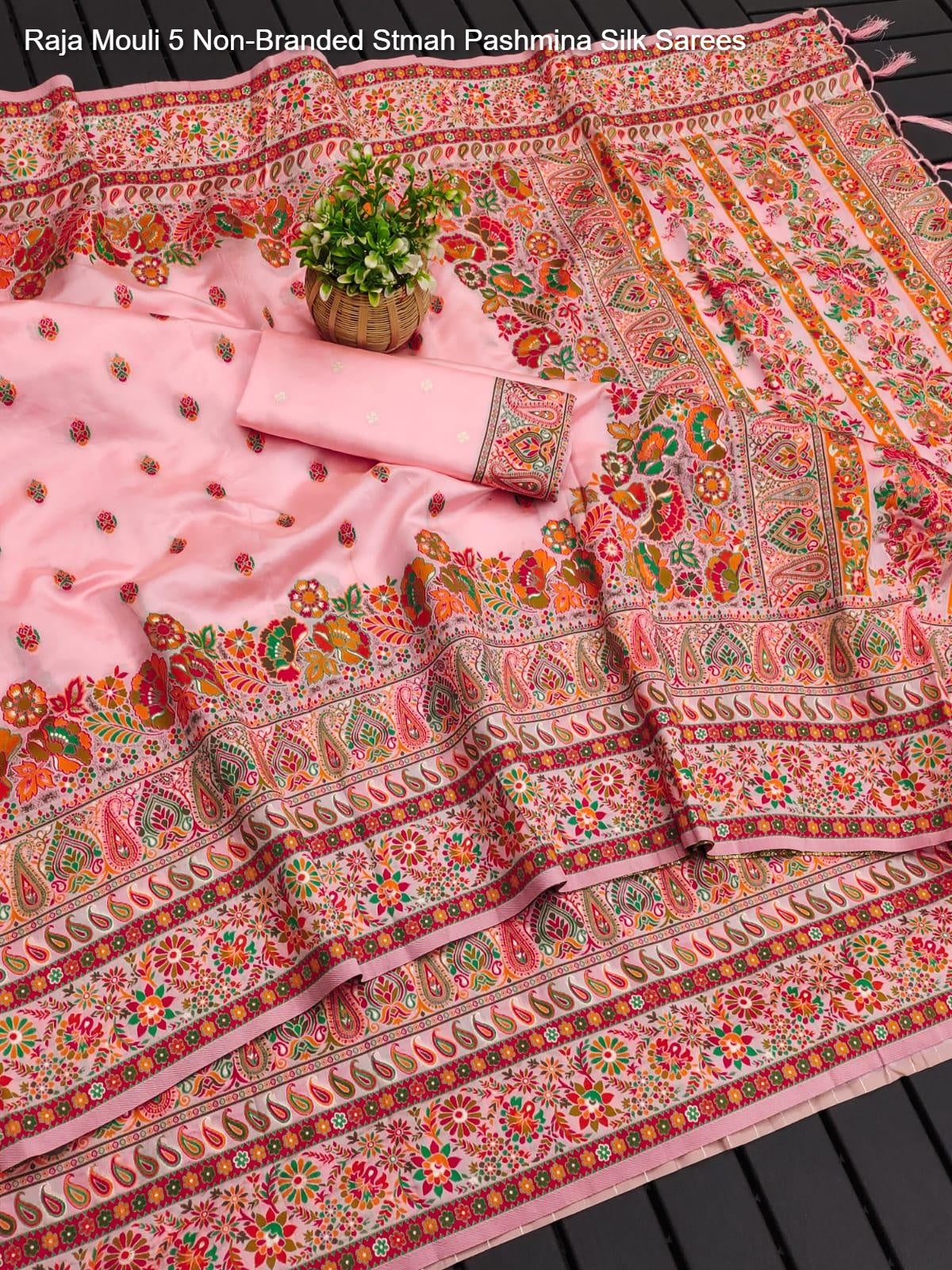 Raja Mouli 5 Non-Branded Stmah Pashmina Silk Sarees