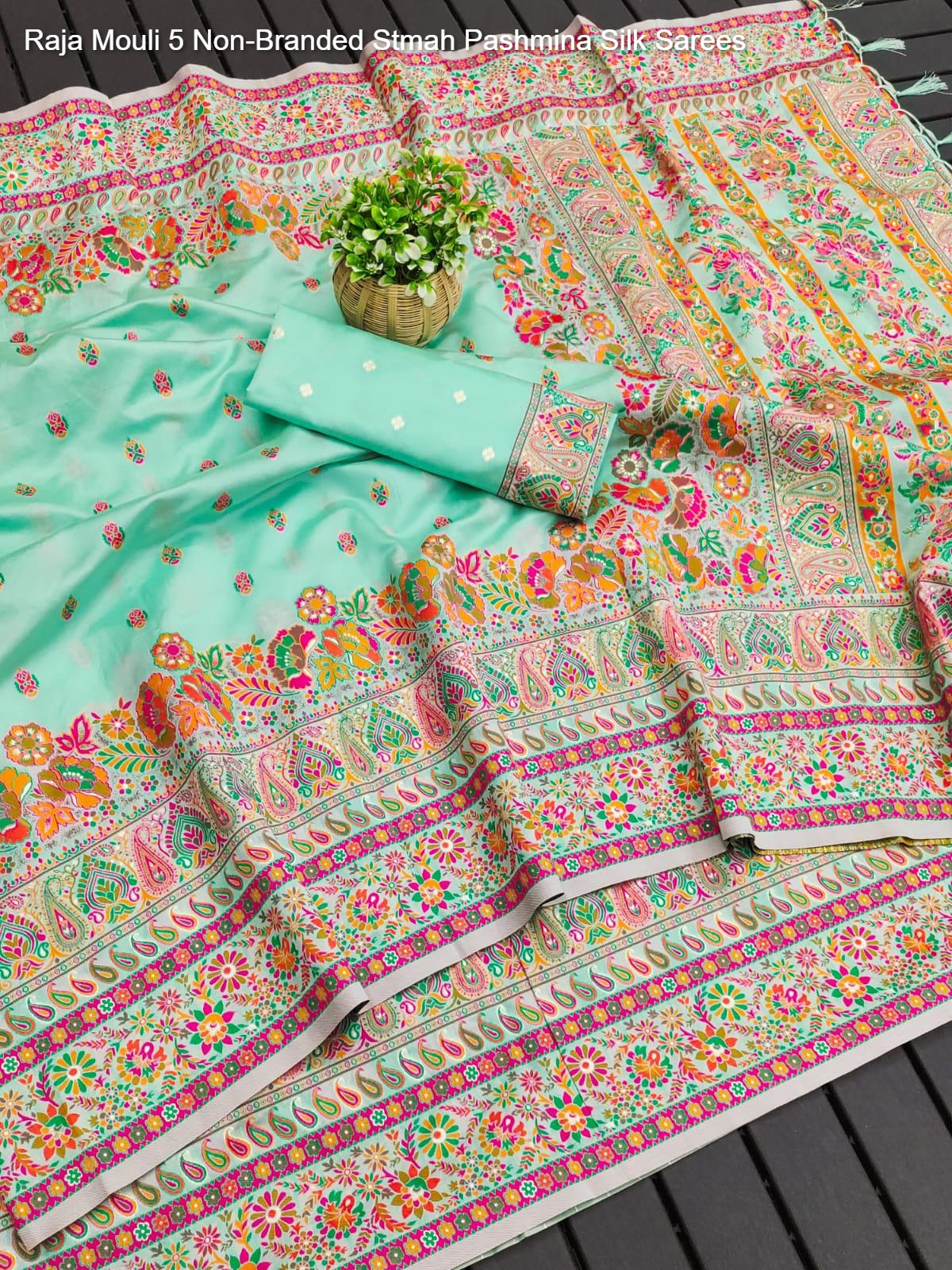 Raja Mouli 5 Non-Branded Stmah Pashmina Silk Sarees