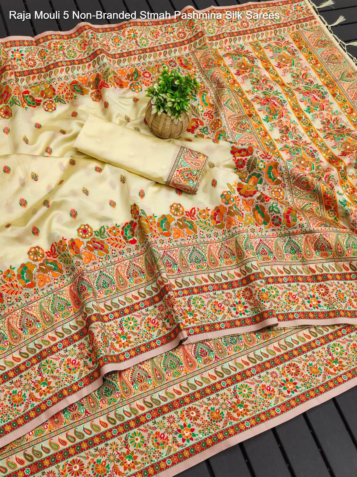 Raja Mouli 5 Non-Branded Stmah Pashmina Silk Sarees