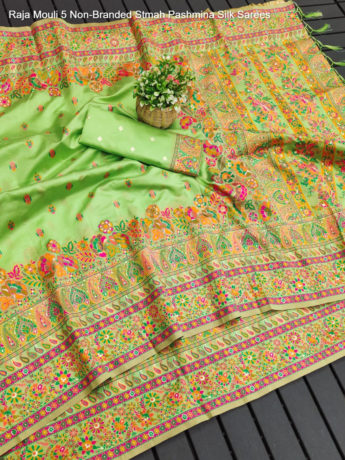 Raja Mouli 5 Non-Branded Stmah Pashmina Silk Sarees