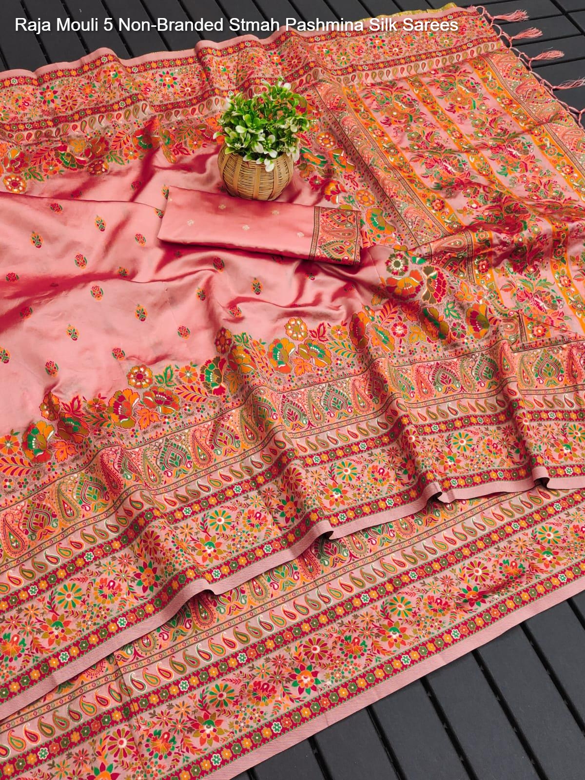 Raja Mouli 5 Non-Branded Stmah Pashmina Silk Sarees