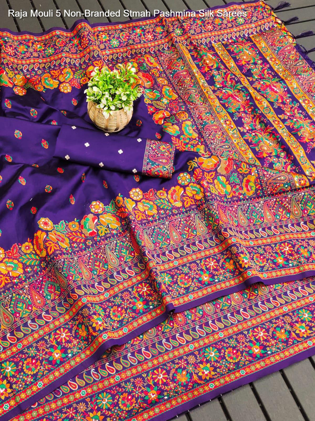 Raja Mouli 5 Non-Branded Stmah Pashmina Silk Sarees