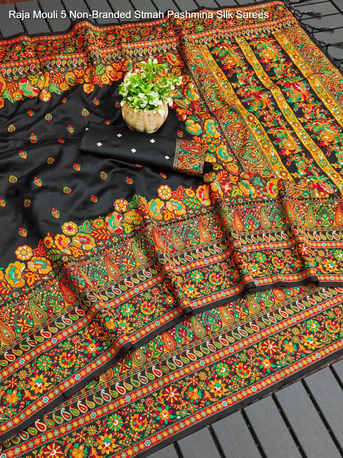 Raja Mouli 5 Non-Branded Stmah Pashmina Silk Sarees