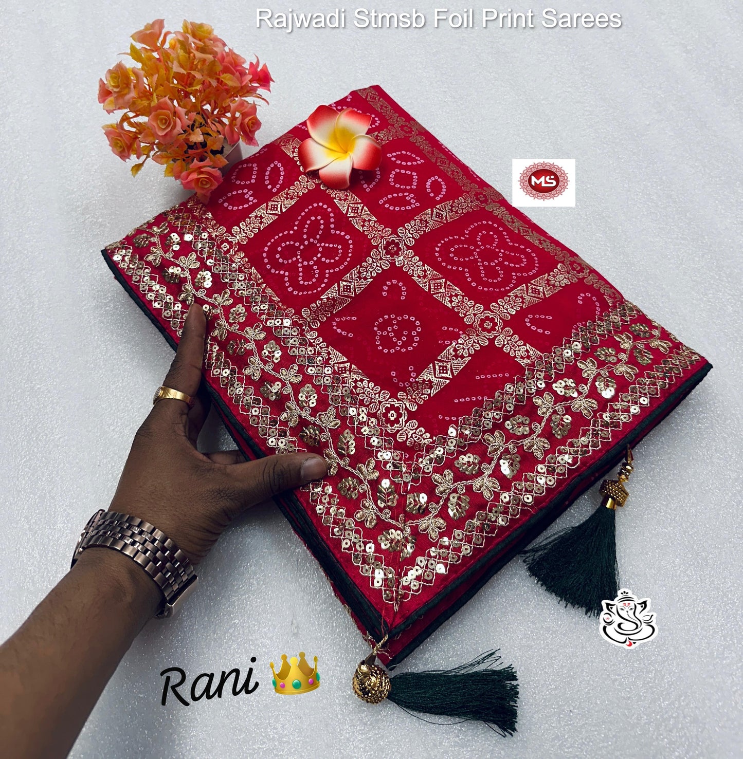 Rajwadi Stmsb Foil Print Sarees