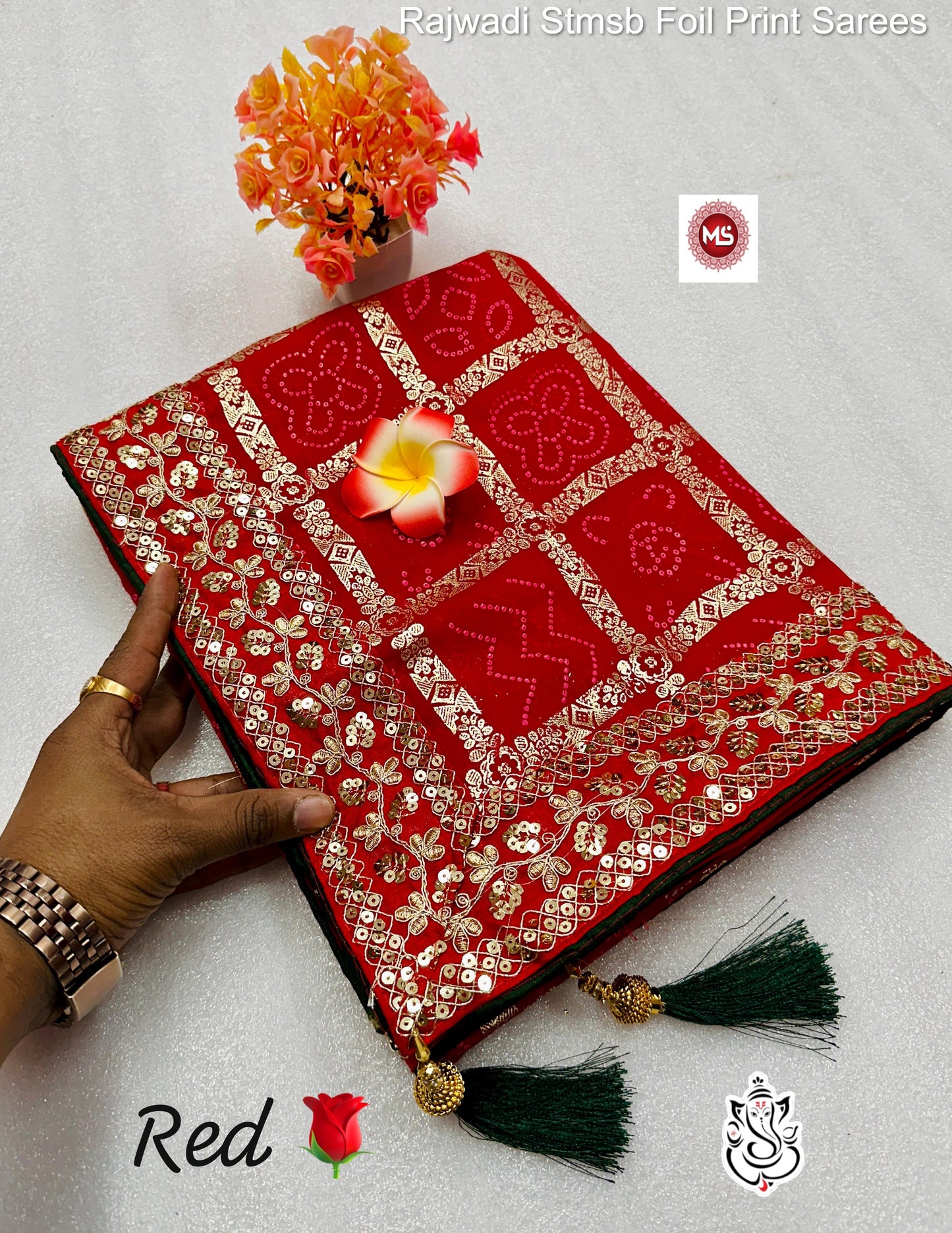 Rajwadi Stmsb Foil Print Sarees