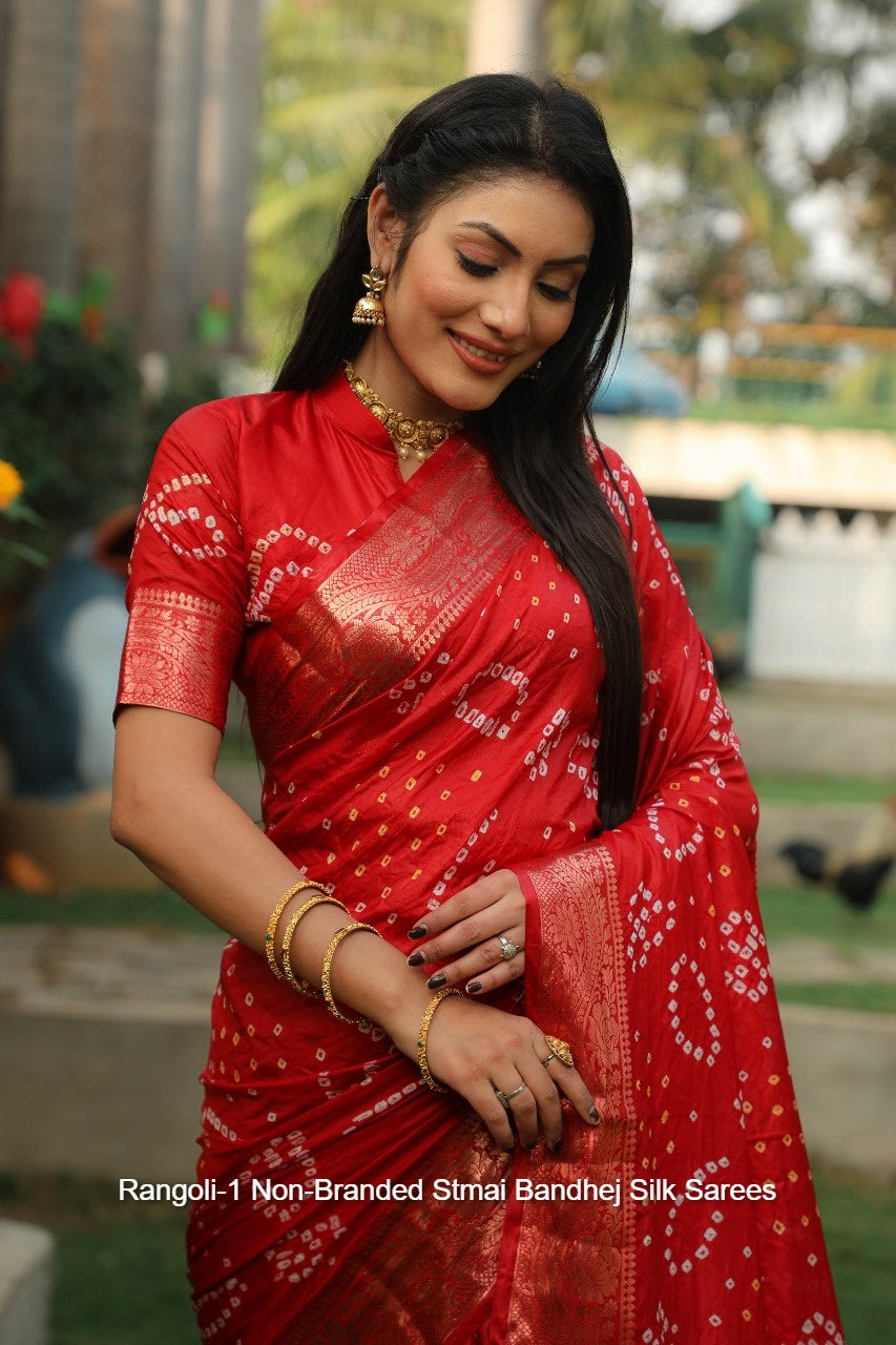 Rangoli-1 Non-Branded Stmai Bandhej Silk Sarees
