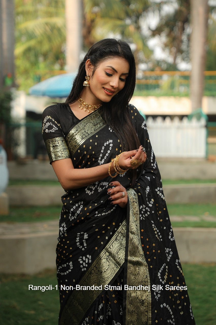 Rangoli-1 Non-Branded Stmai Bandhej Silk Sarees