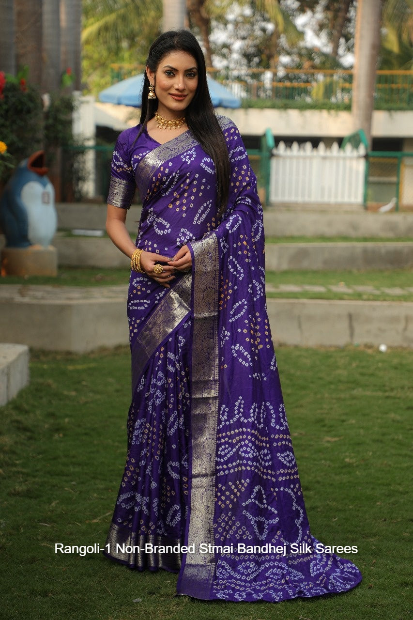 Rangoli-1 Non-Branded Stmai Bandhej Silk Sarees