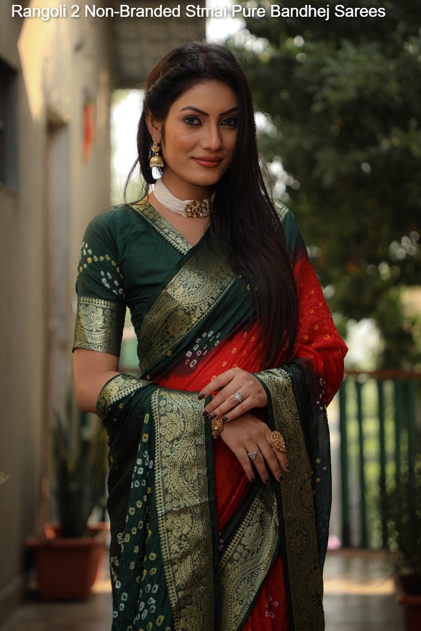 Rangoli 2 Non-Branded Stmai Pure Bandhej Sarees