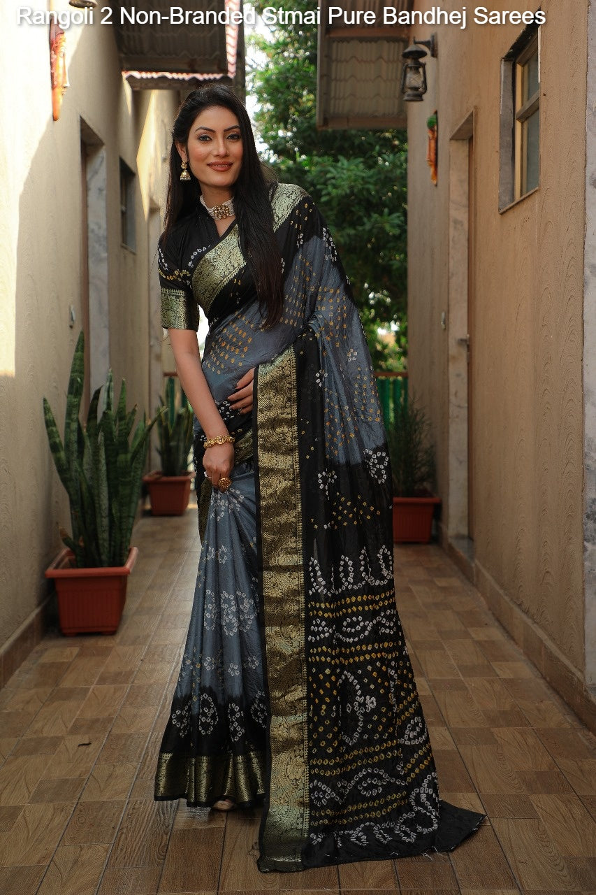 Rangoli 2 Non-Branded Stmai Pure Bandhej Sarees