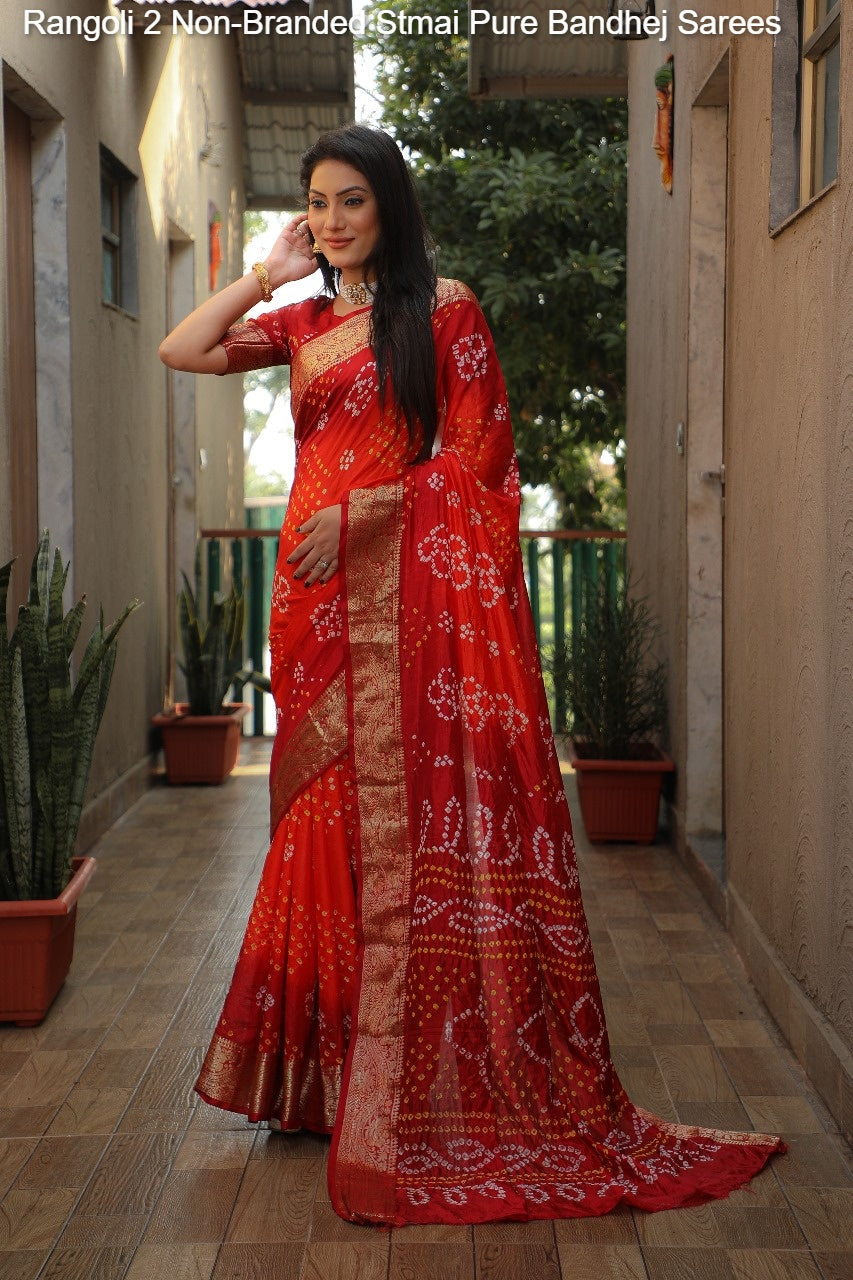 Rangoli 2 Non-Branded Stmai Pure Bandhej Sarees