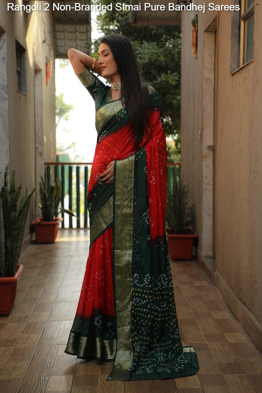 Rangoli 2 Non-Branded Stmai Pure Bandhej Sarees