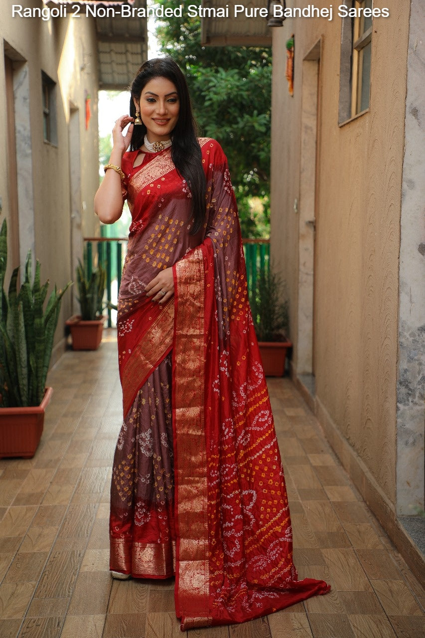 Rangoli 2 Non-Branded Stmai Pure Bandhej Sarees