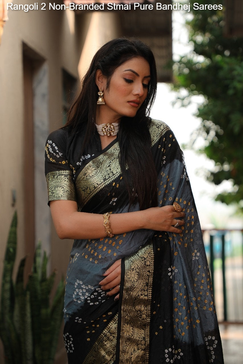 Rangoli 2 Non-Branded Stmai Pure Bandhej Sarees
