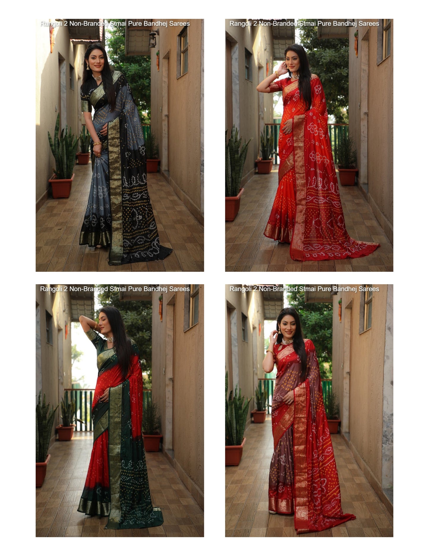 Rangoli 2 Non-Branded Stmai Pure Bandhej Sarees