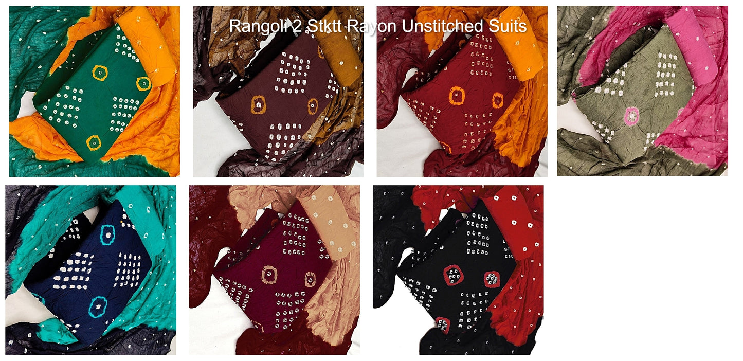 Rangoli 2 Stktt Rayon Unstitched Suits