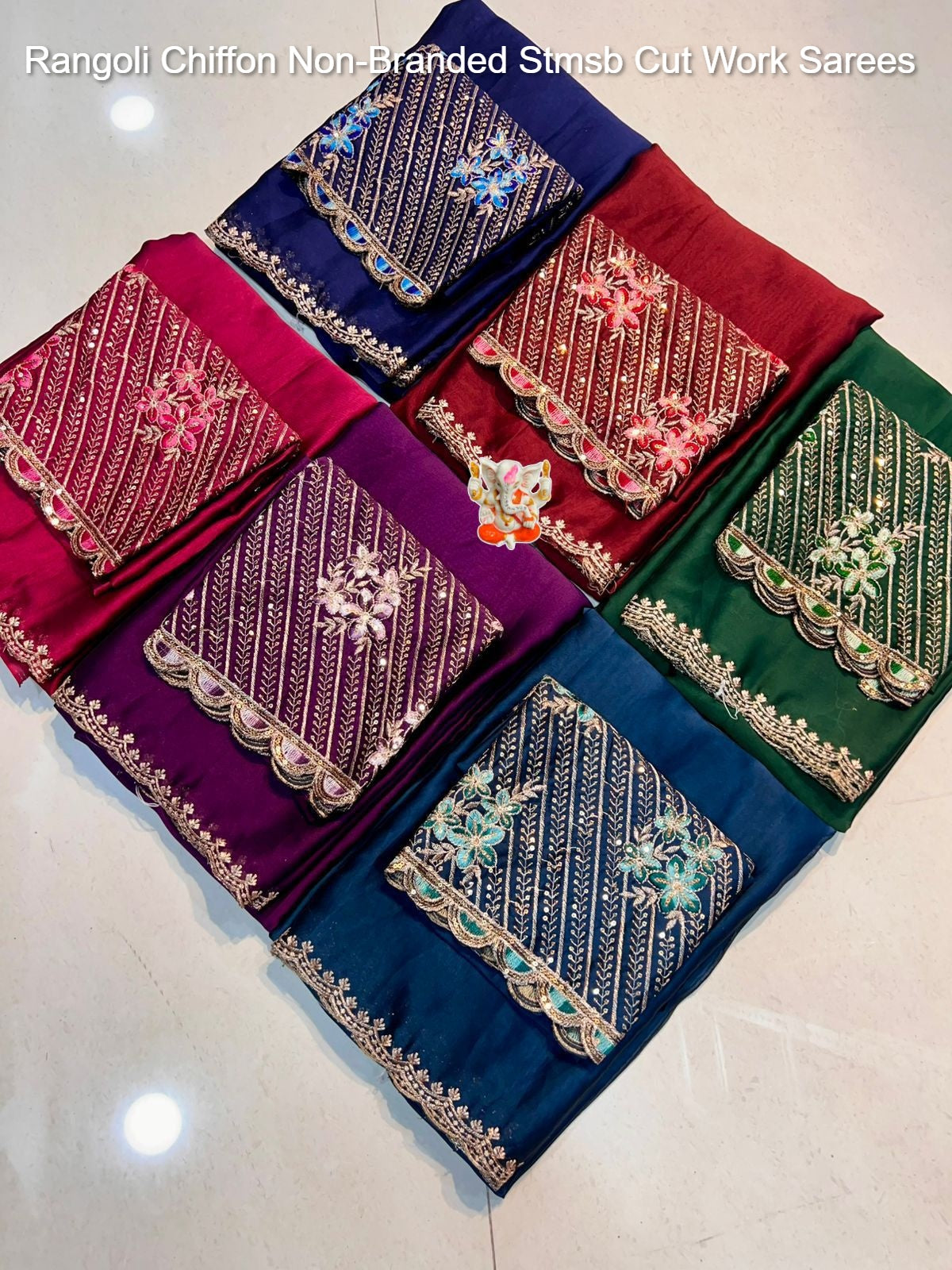 Rangoli Chiffon Non-Branded Stmsb Cut Work Sarees