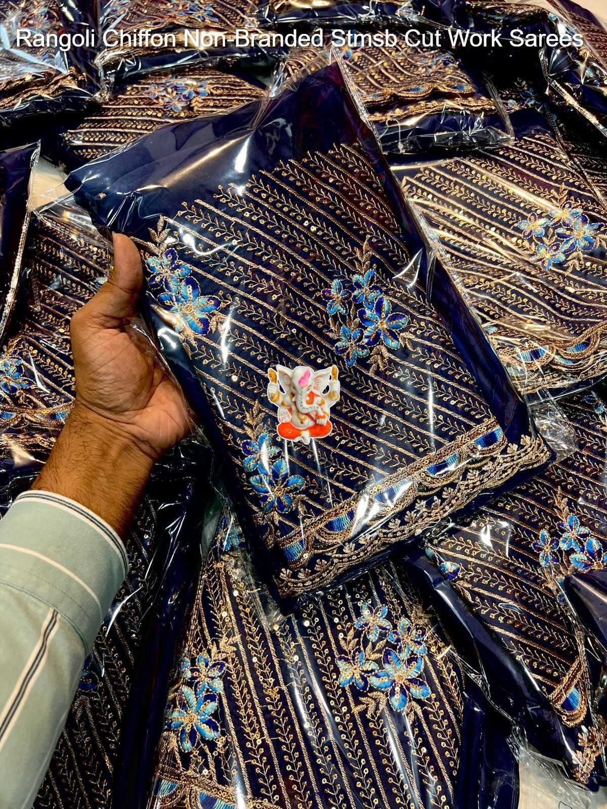 Rangoli Chiffon Non-Branded Stmsb Cut Work Sarees