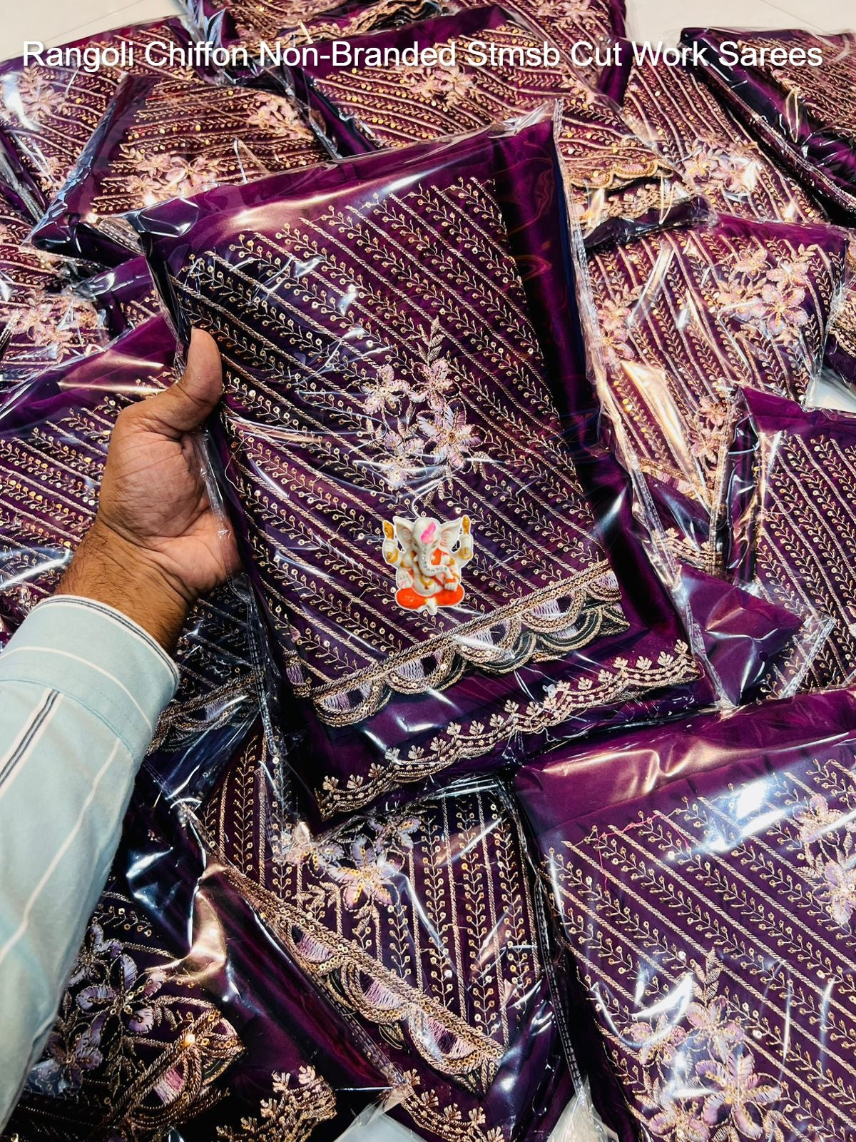 Rangoli Chiffon Non-Branded Stmsb Cut Work Sarees