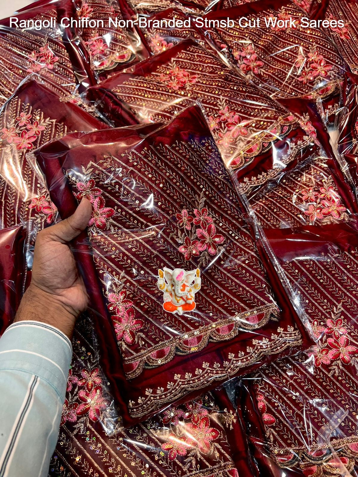 Rangoli Chiffon Non-Branded Stmsb Cut Work Sarees