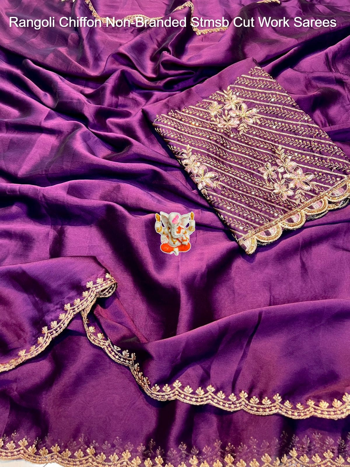 Rangoli Chiffon Non-Branded Stmsb Cut Work Sarees