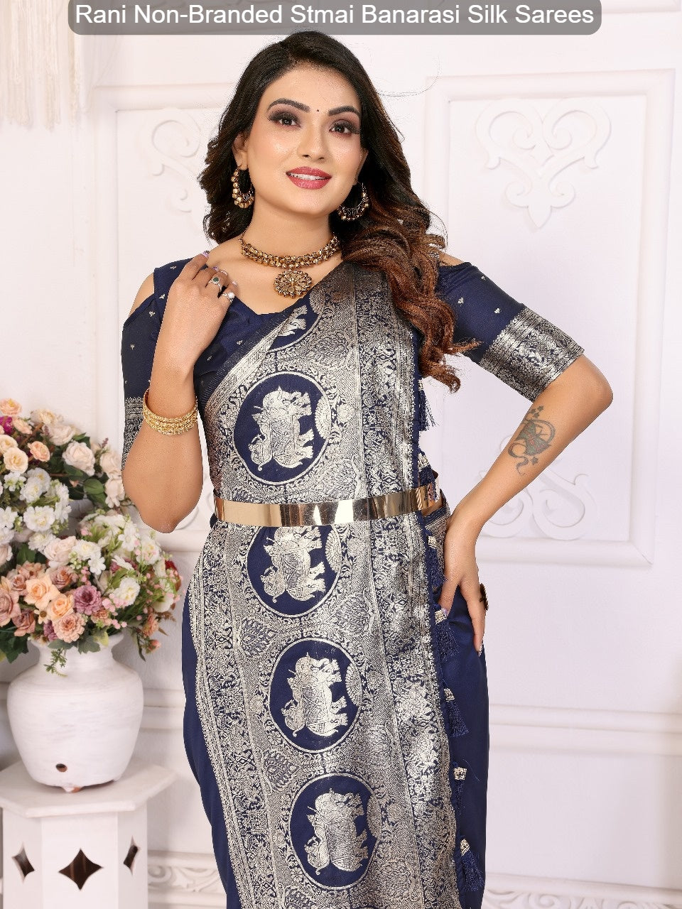 Rani Non-Branded Stmai Banarasi Silk Sarees