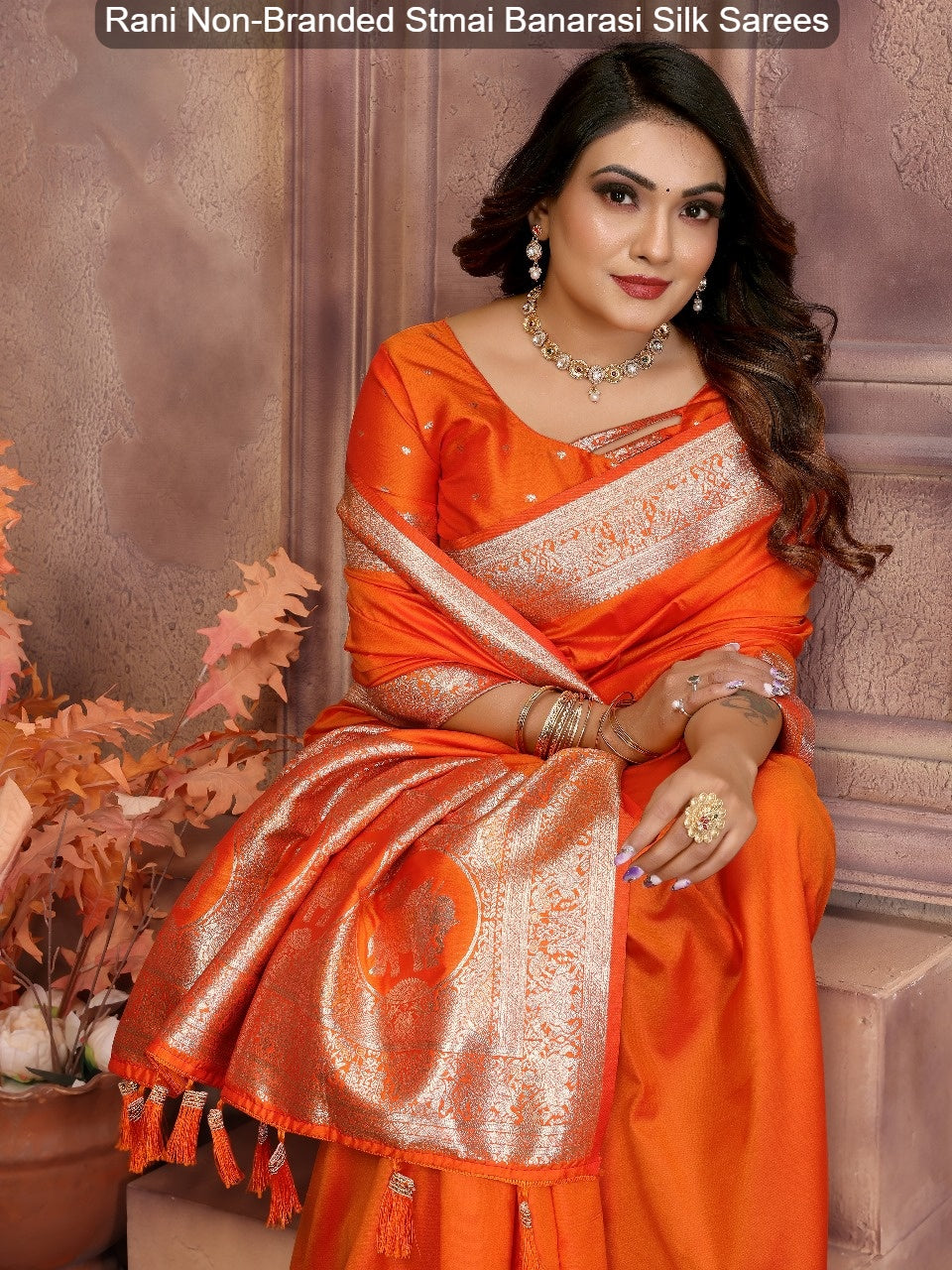Rani Non-Branded Stmai Banarasi Silk Sarees