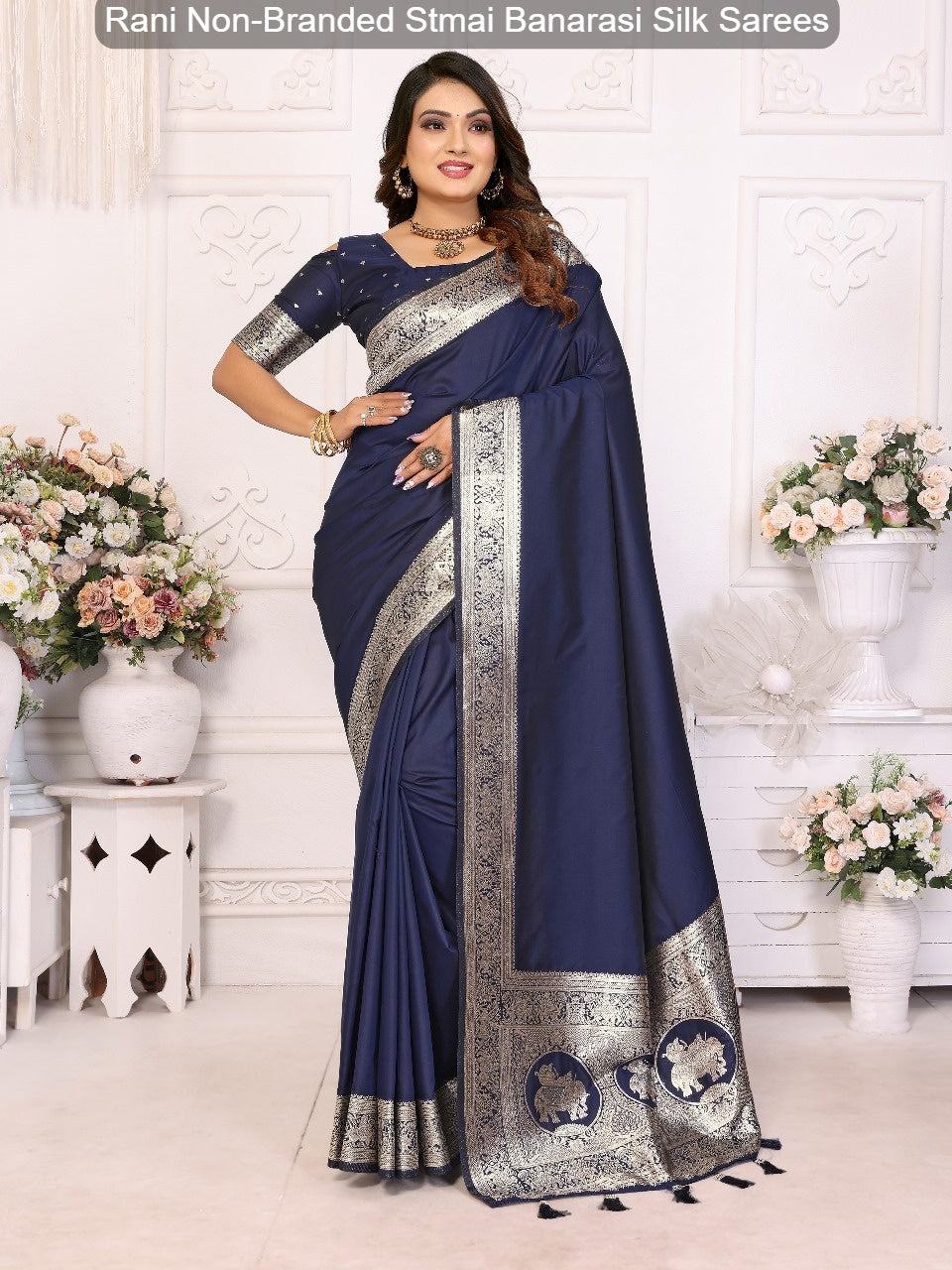 Rani Non-Branded Stmai Banarasi Silk Sarees