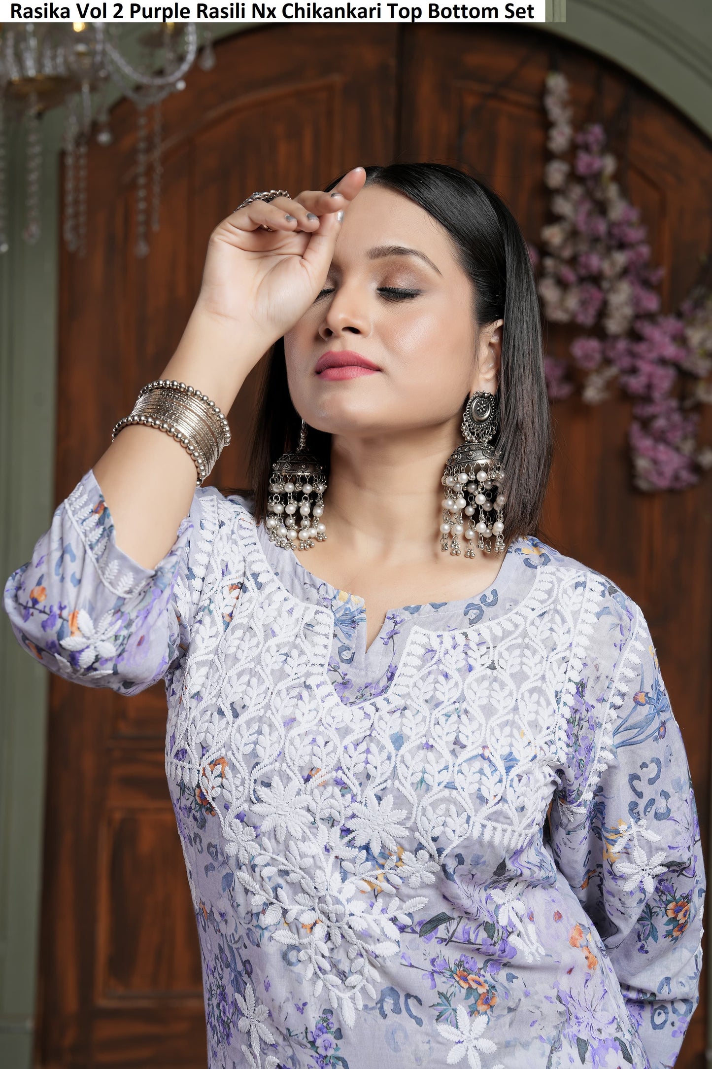 Rasika Vol 2 Purple Rasili Nx Chikankari Top Bottom Set