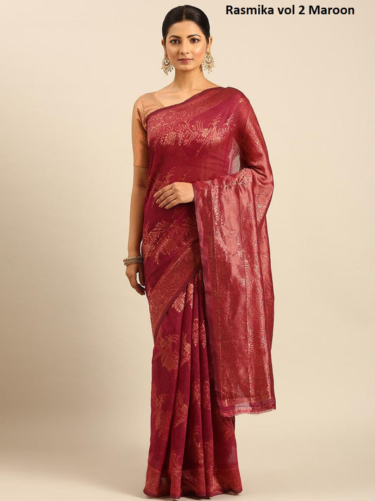 Rasmika Vol 2 Maroon Bunawat Sarees