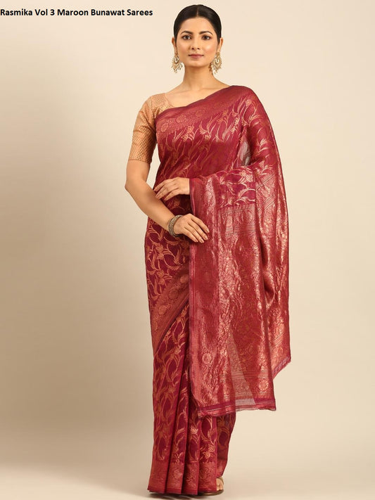 Rasmika Vol 3 Maroon Bunawat Sarees