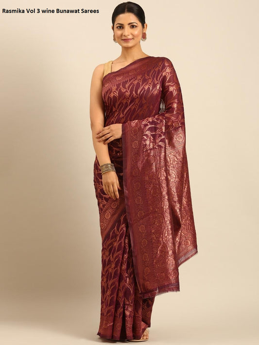 Rasmika Vol 3 Wine Bunawat Sarees