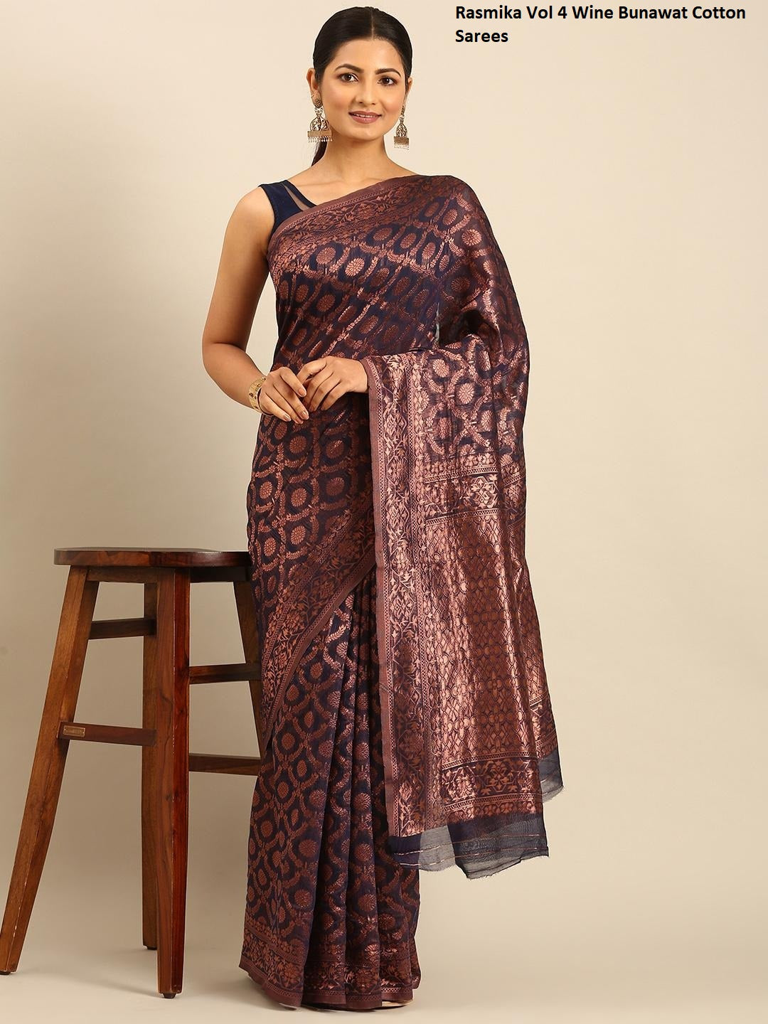 Rasmika Vol 4 Wine Bunawat Cotton Sarees