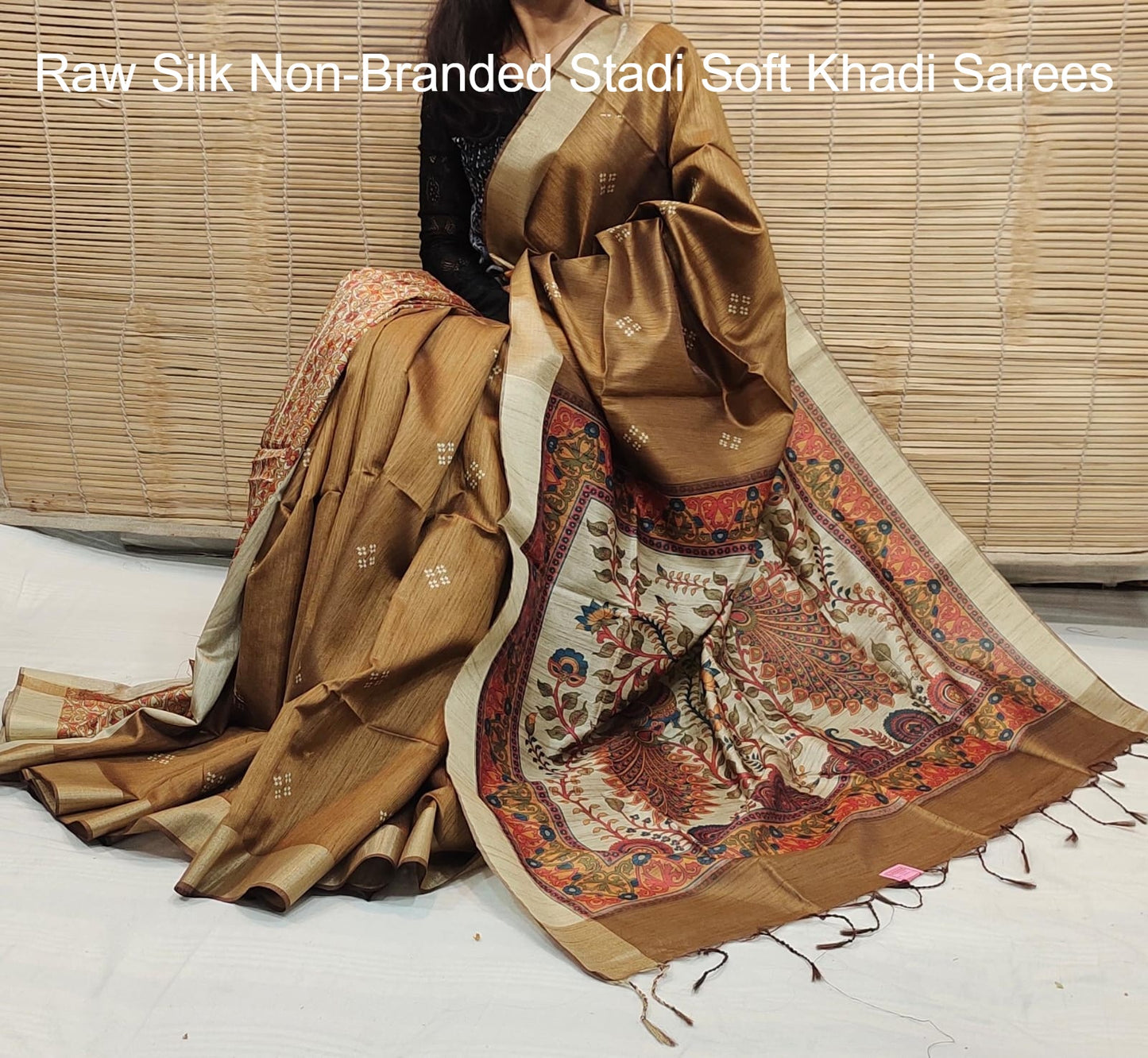 Raw Silk Non-Branded Stadi Soft Khadi Sarees