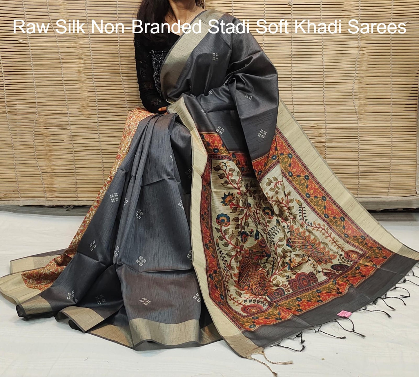 Raw Silk Non-Branded Stadi Soft Khadi Sarees