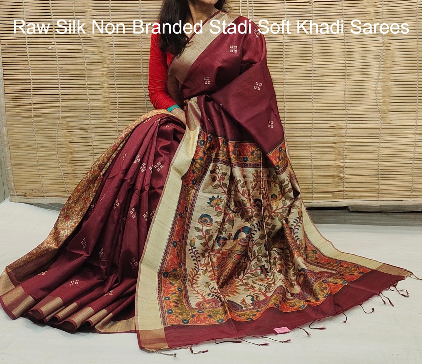 Raw Silk Non-Branded Stadi Soft Khadi Sarees