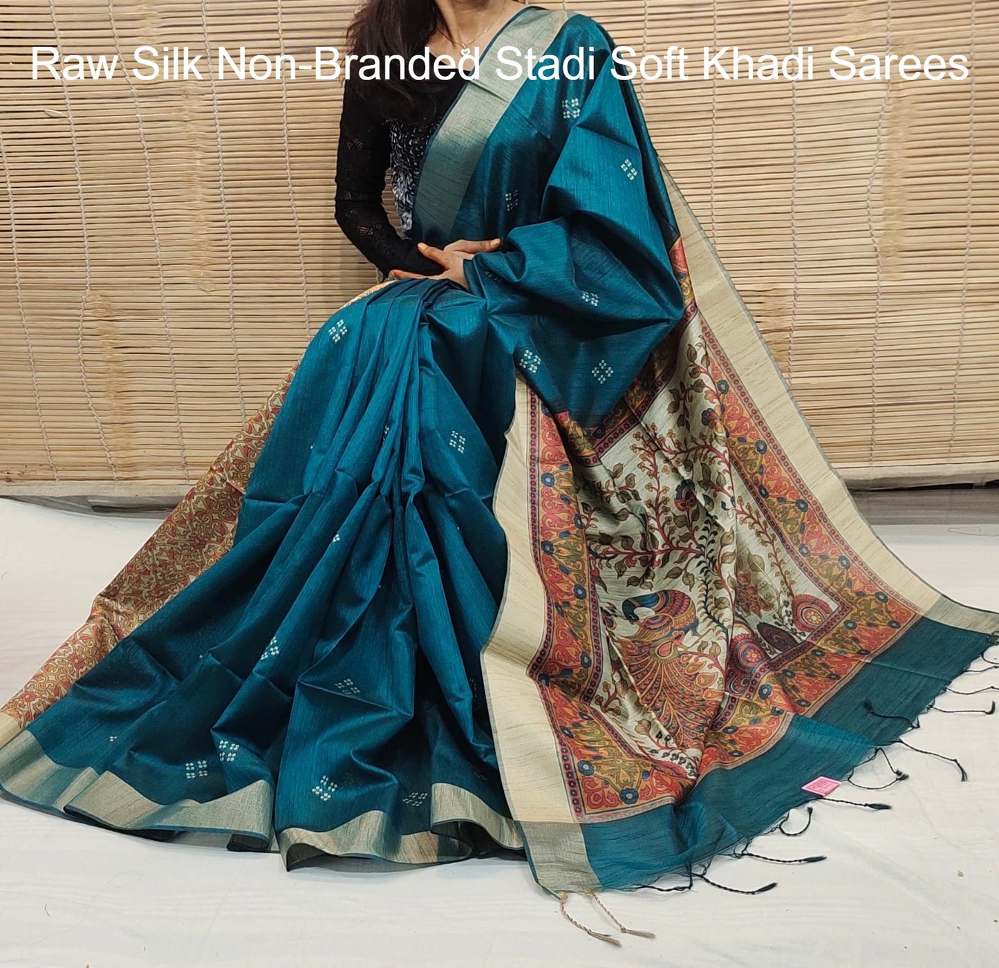 Raw Silk Non-Branded Stadi Soft Khadi Sarees