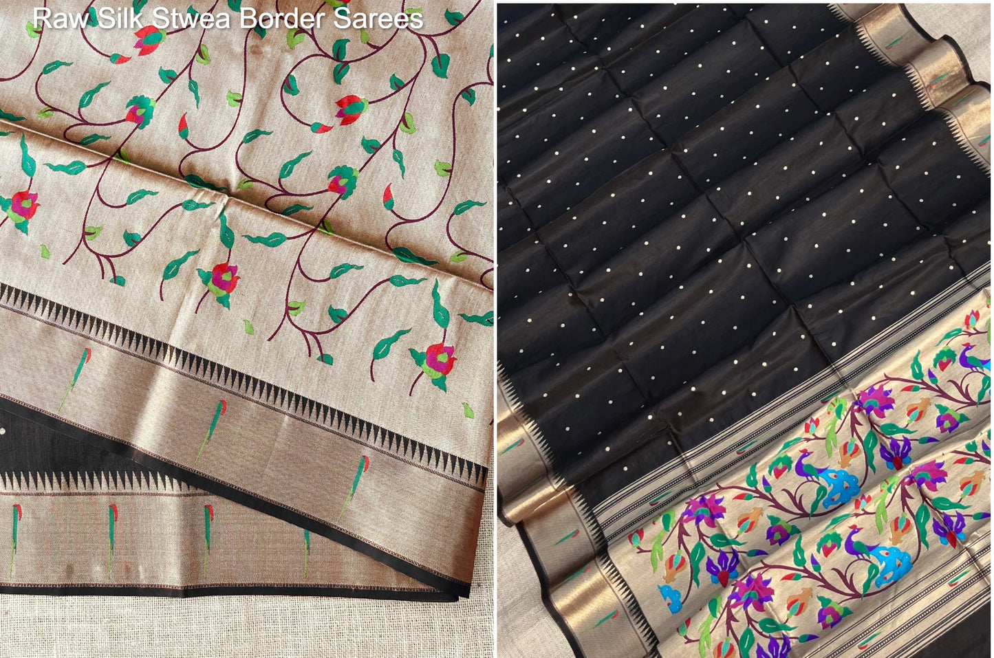 Raw Silk Stwea Border Sarees