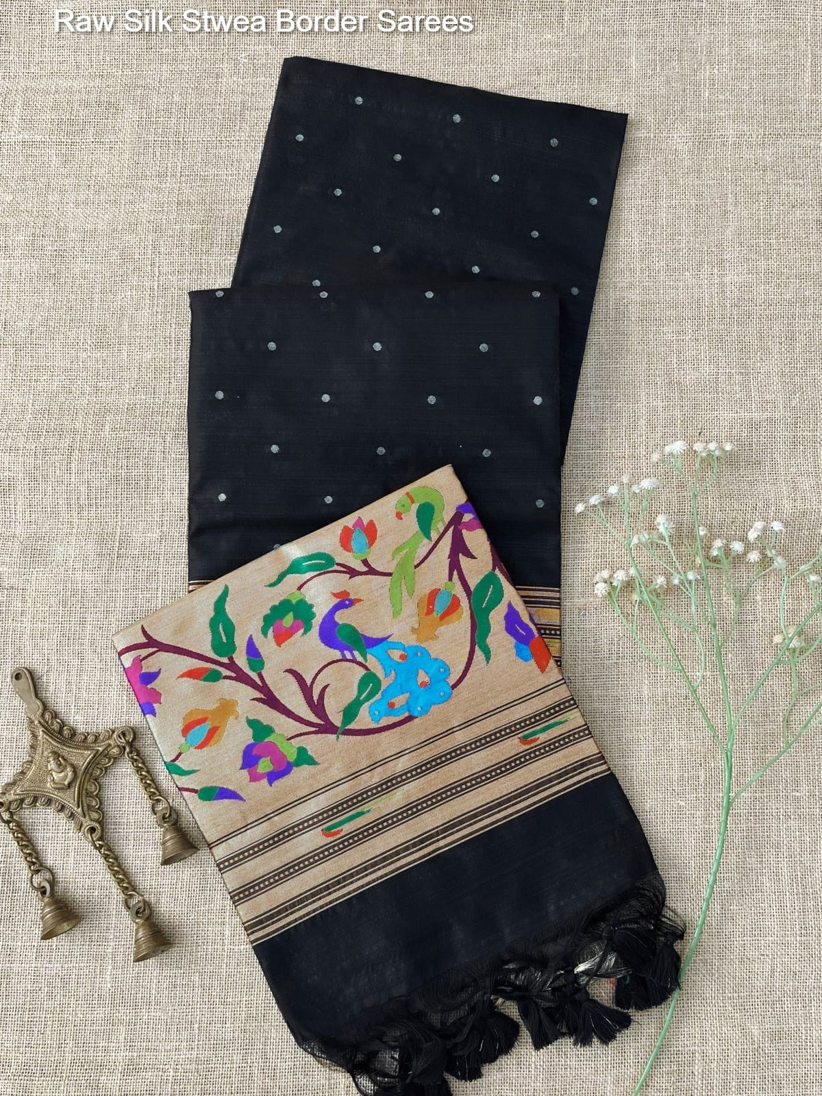 Raw Silk Stwea Border Sarees