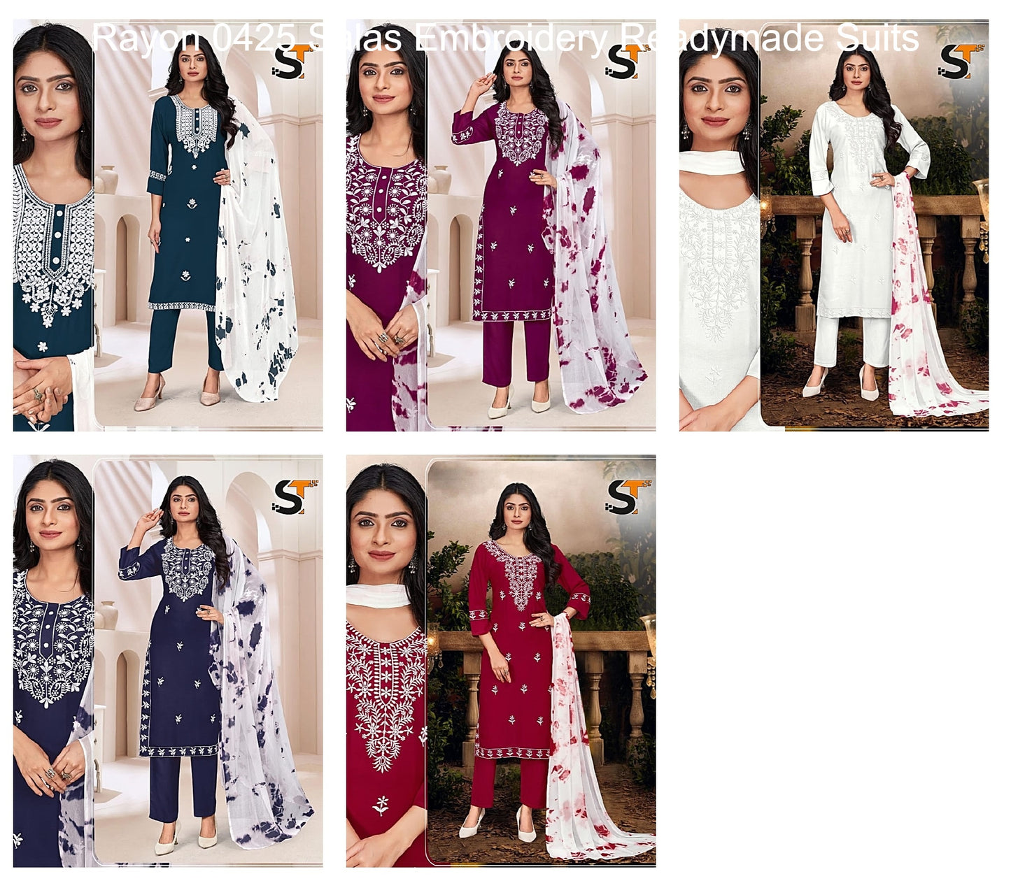 Rayon 0425 Salas Embroidery Readymade Suits